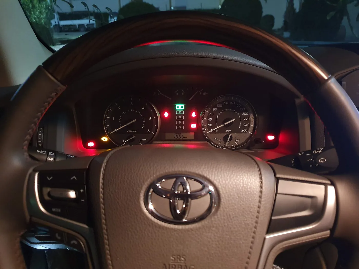 Inside a Toyota Land Cruiser Prado — dashboard and seating